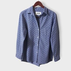 Grayson by Frank & Eileen The Hero Blue Ditsy Floral Shirt Womens Sz 04 (L)